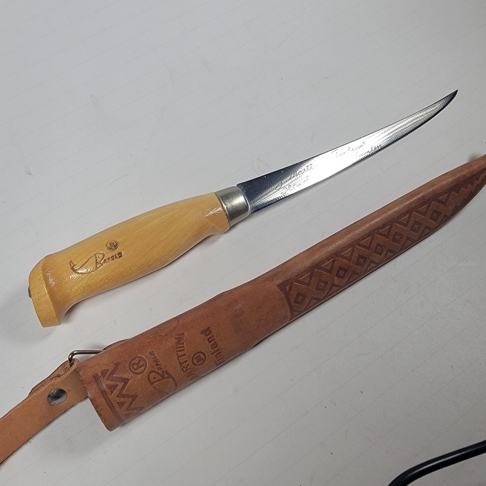 Vintage J. Marttiini Rapala Fish Fillet Knife 6" Blade w/ Leather Sheath Finland - Picture 2 of 8